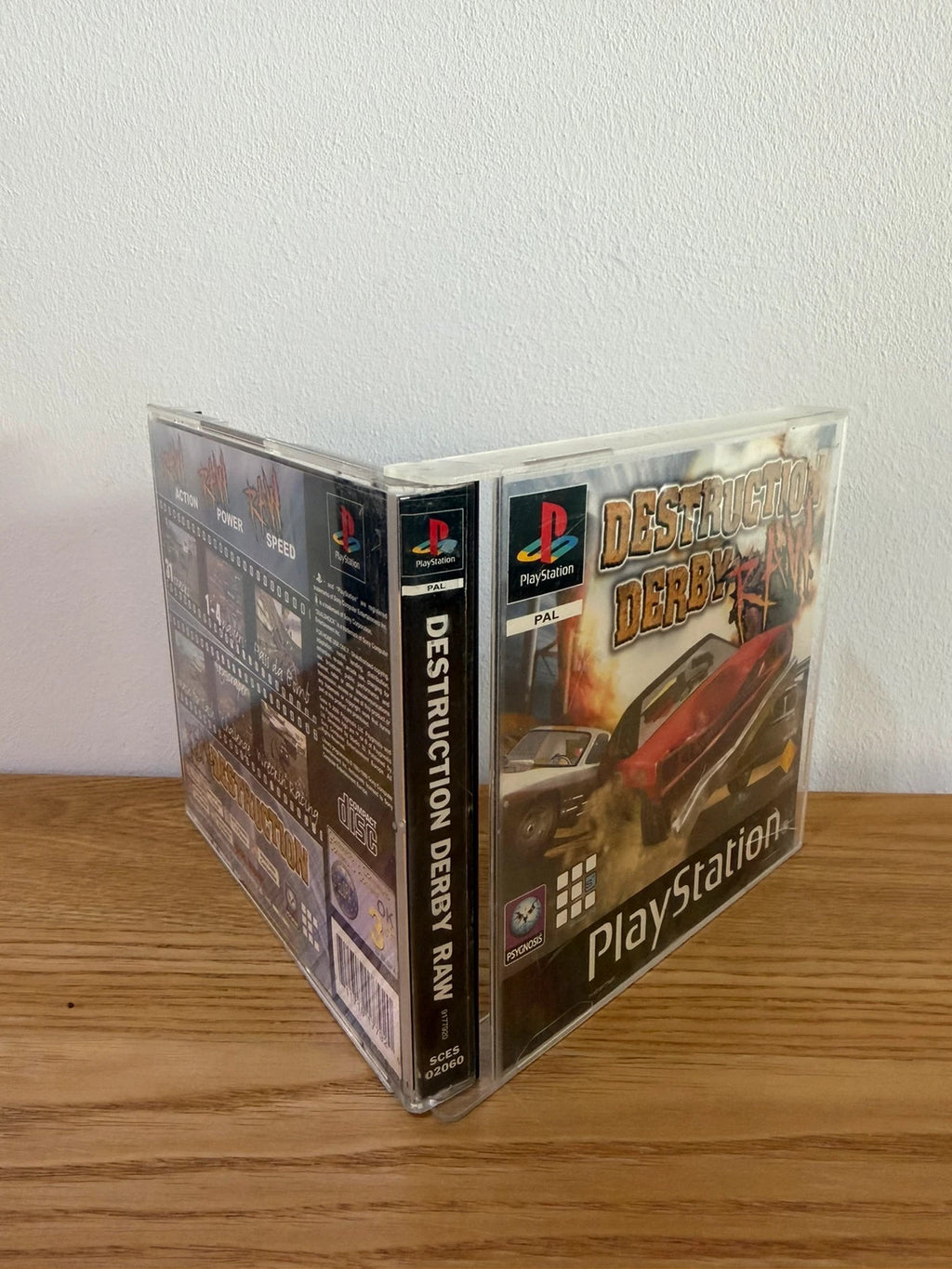 originals Destruction Derby Raw PS1 game case with cover art and disc included