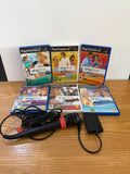 Wills SingStar bundle for PlayStation 2 with six games, microphone, and USB adapter.