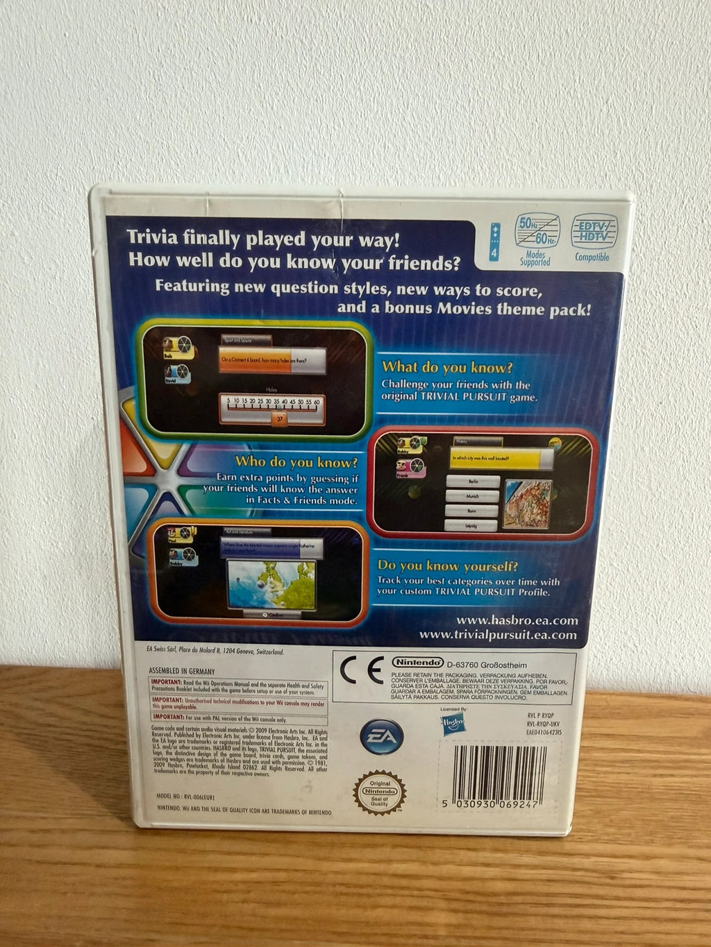 Trivial Pursuit video game for Nintendo Wii complete with manual and case.