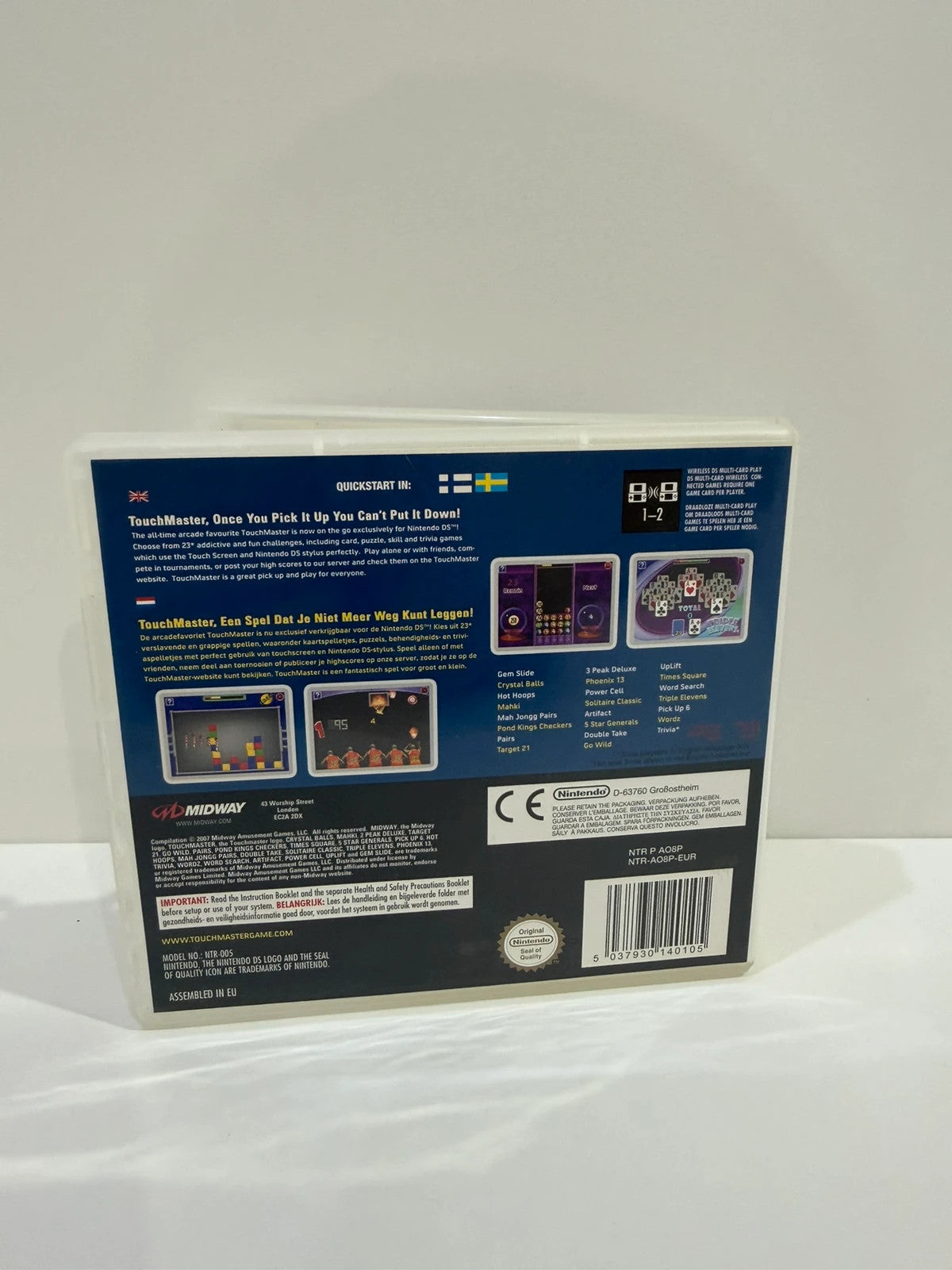 TouchMaster Nintendo DS game cartridge with original case and manual, very good condition.