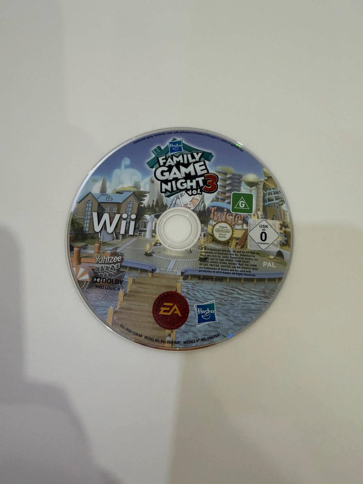 Hasbro Family Game Night 3 video game for Nintendo Wii with disc and case.
