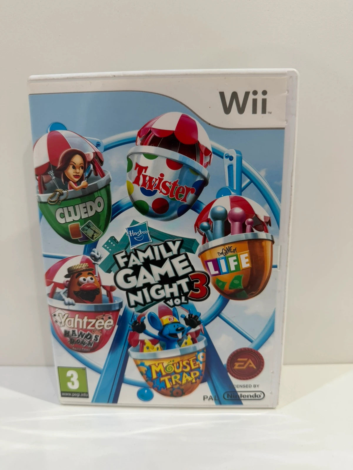 Hasbro Family Game Night 3 video game for Nintendo Wii with disc and case.