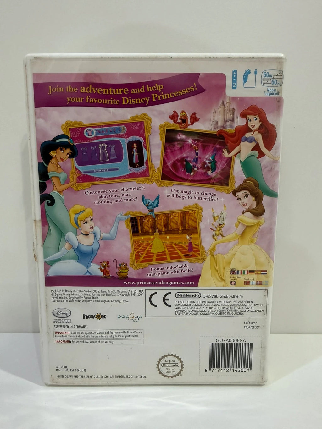 Disney Princess video game for Nintendo Wii with colorful cover art and game disc.