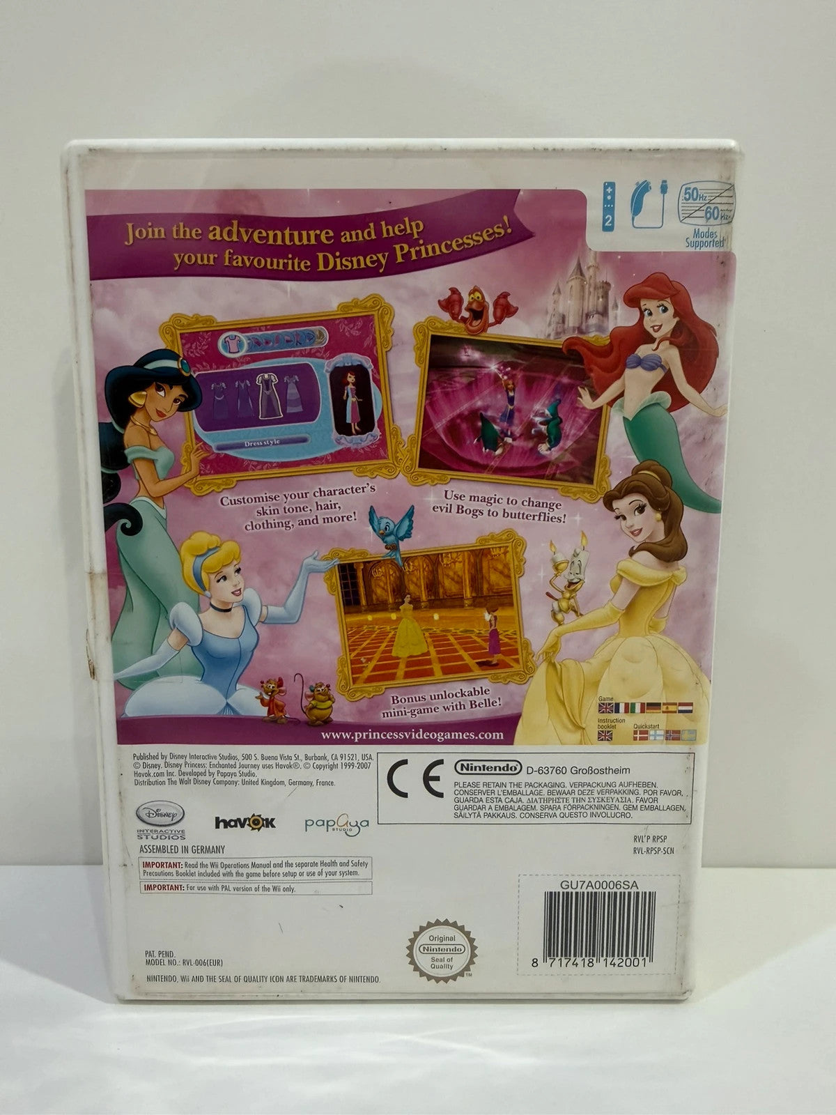 Disney Princess video game for Nintendo Wii with colorful cover art and game disc.