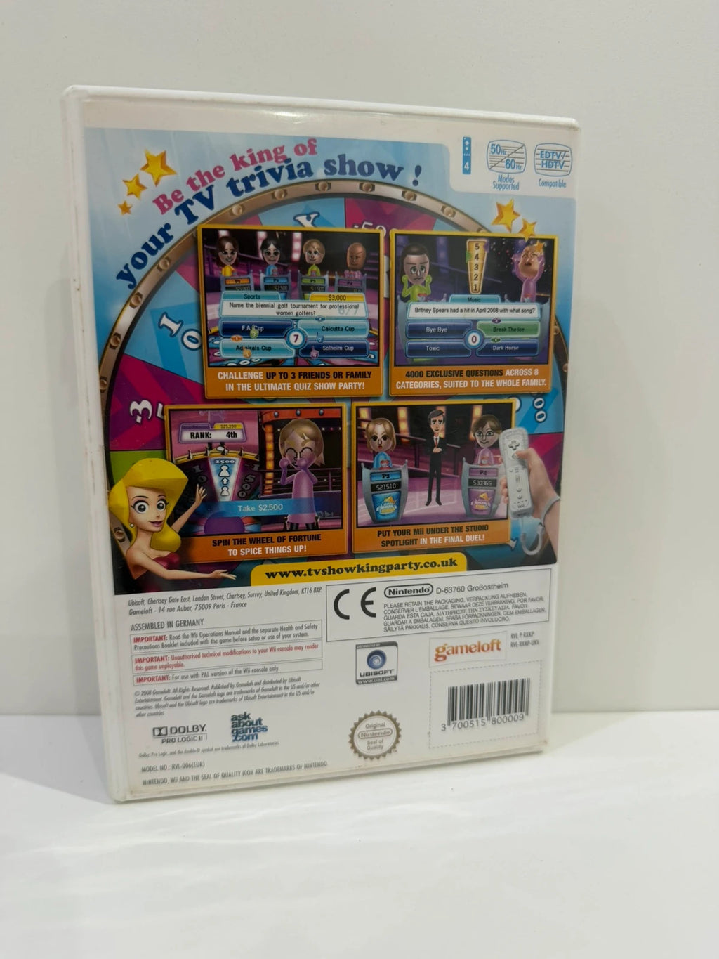 TV Show King Party Nintendo Wii game complete with manual and case, very good condition.