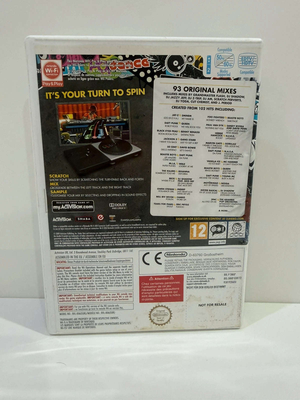 DJ Hero video game for Nintendo Wii, includes case and disc, no manual.