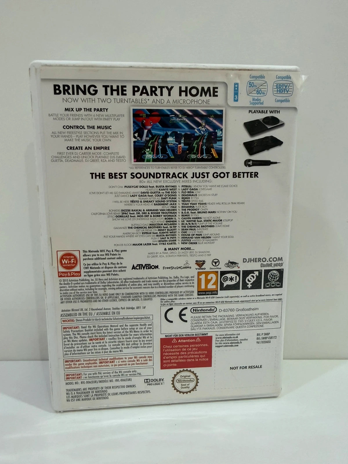 DJ Hero 2 video game for Nintendo Wii with complete manual and damaged case.