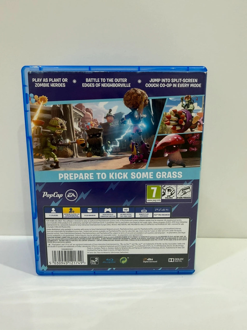 Plants Vs Zombies Battle for Neighborville PS4 game disc and case with vibrant cover art.