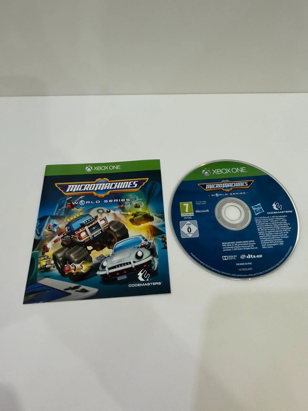 Micro Machines World Series Xbox One game case with disc and manual in very good condition.