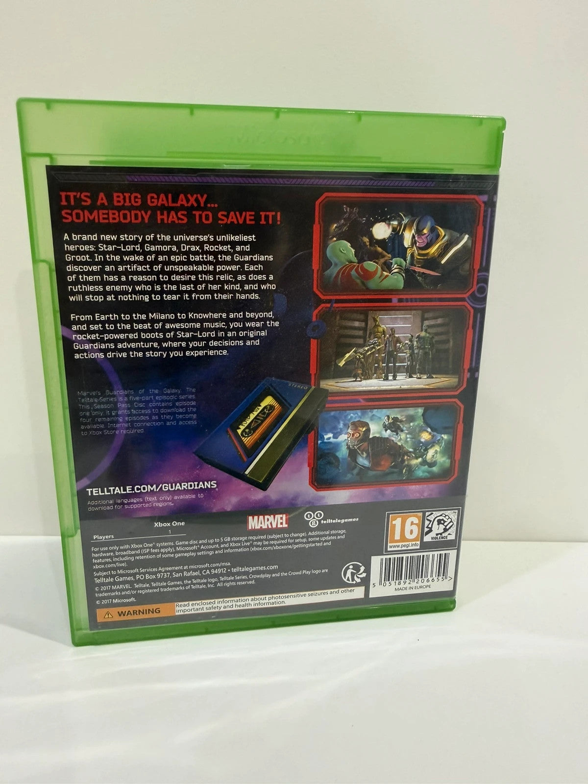 Marvel Guardians of the Galaxy Xbox One game disc and case, very good condition.