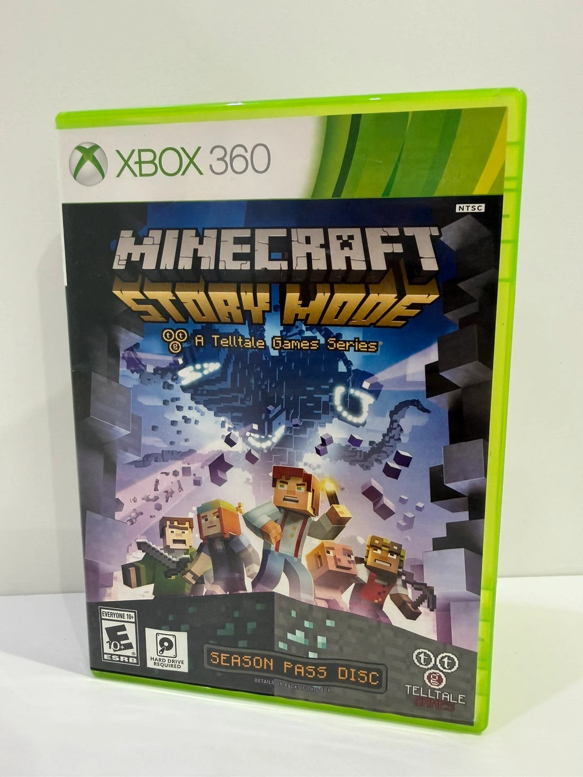 Minecraft Story Mode Xbox 360 game case with colorful cover art and disc included.