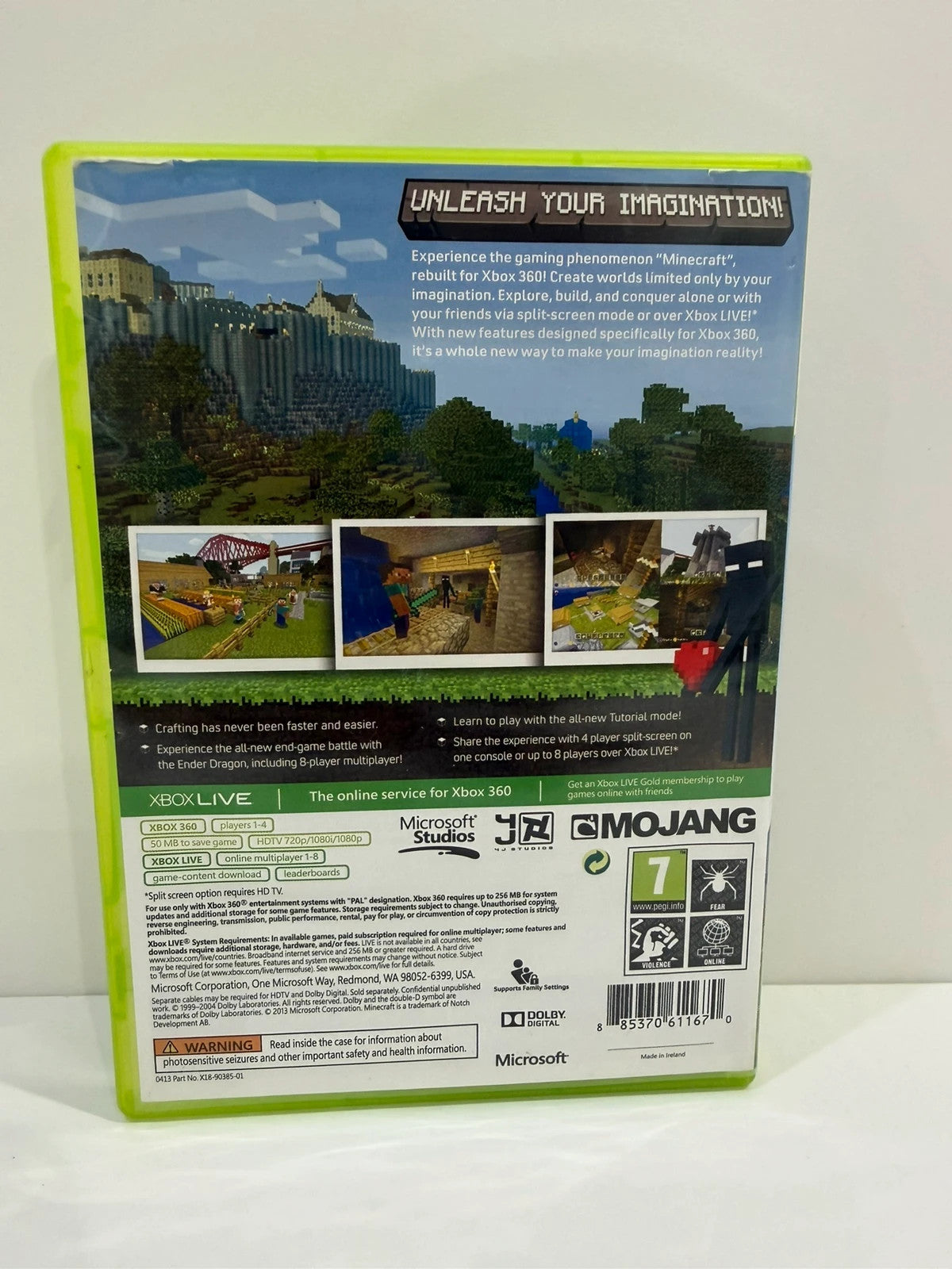 Minecraft Xbox 360 game disc and case in very good condition, no manual included.