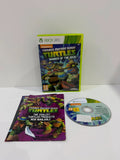 Teenage Mutant Ninja Turtles video game for Xbox 360 with colorful cover art and manual.
