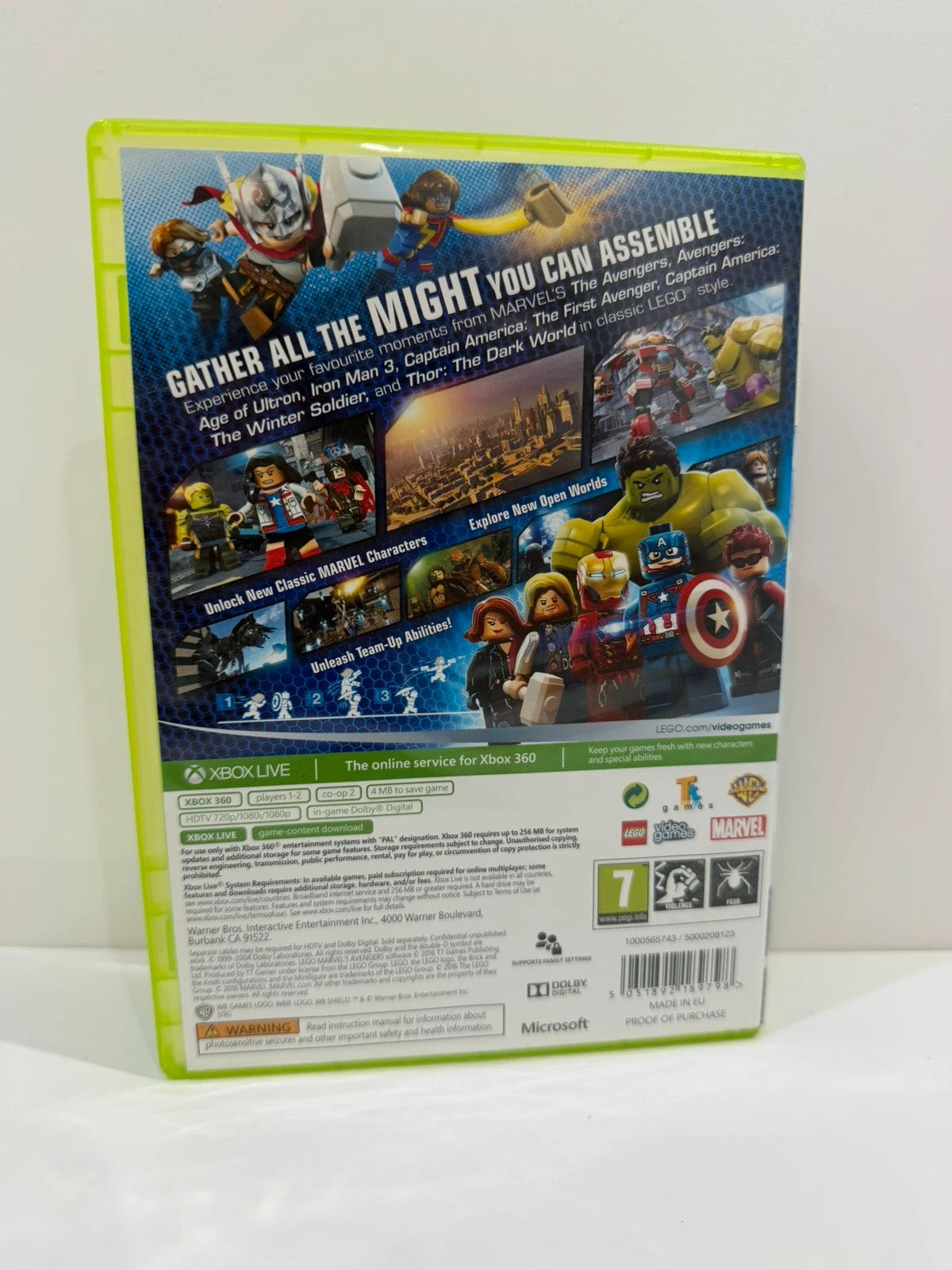 LEGO Marvel Avengers video game for Xbox 360, complete with case, disc, and manual.