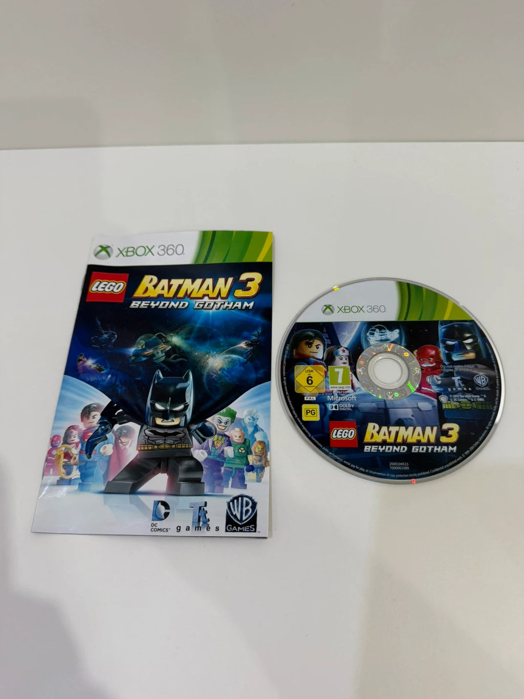 LEGO Batman 3 Xbox 360 game complete with case, disc, cover, and manual.