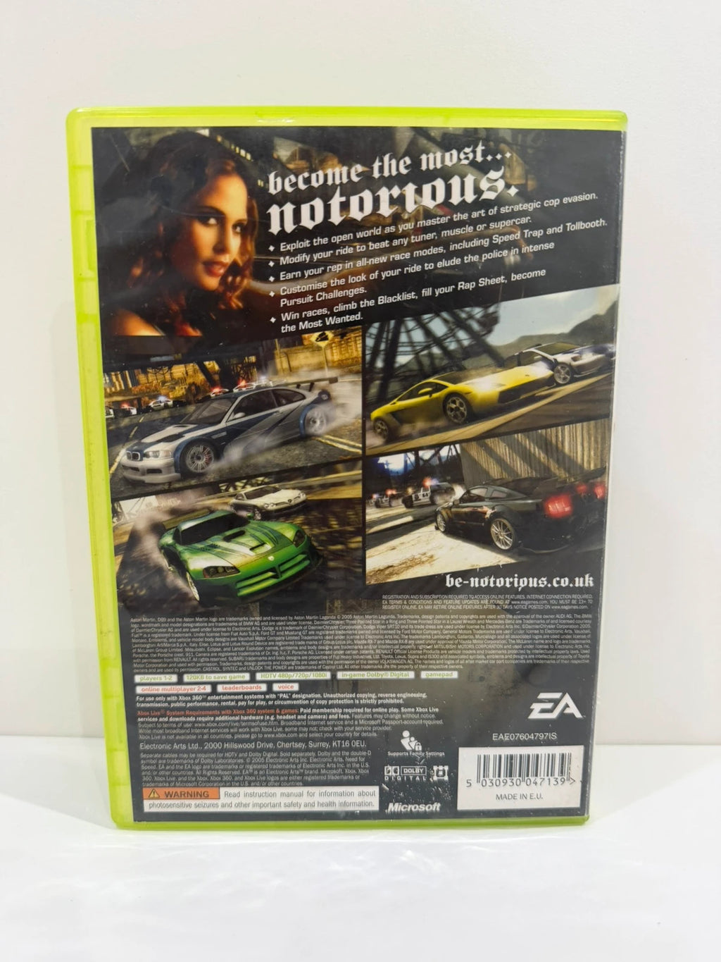 Need For Speed Most Wanted Xbox 360 game disc and case, 2005 release, very good condition.