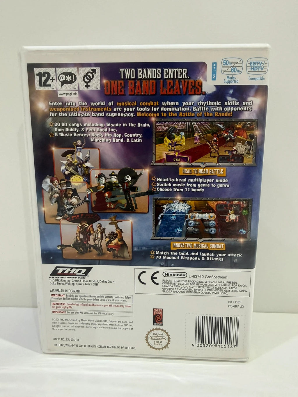 Nintendo Wii Battle of the Bands game disc with manual and case in very good condition.