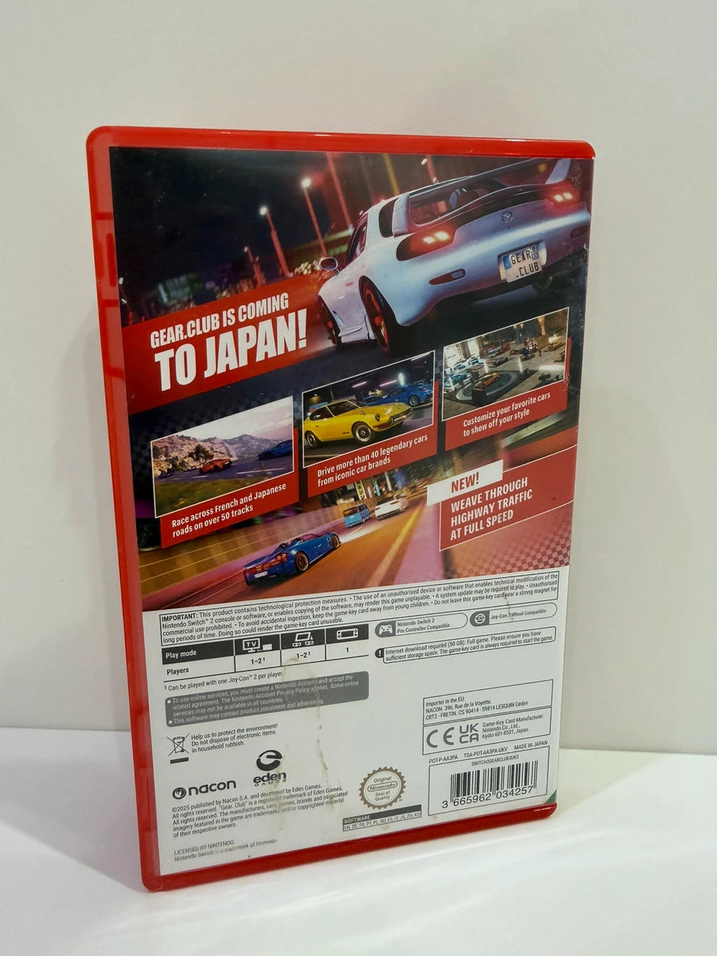 Gear Club Unlimited 3 video game cartridge and case for Nintendo Switch 2, very good condition.