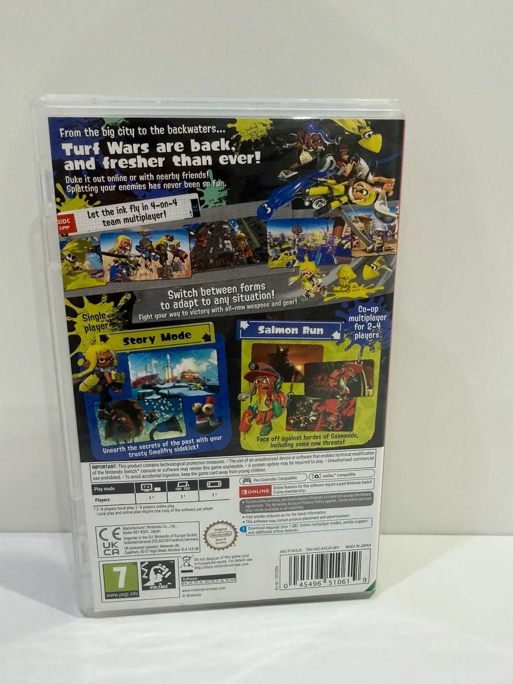 Splatoon 3 Nintendo Switch game cartridge with colorful cover art and case.