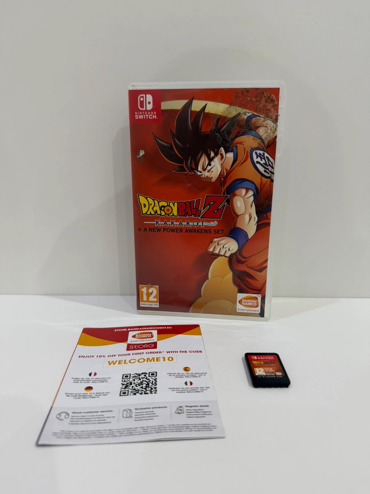 Dragon Ball Z Kakarot Nintendo Switch game cartridge with colorful cover art and logo.