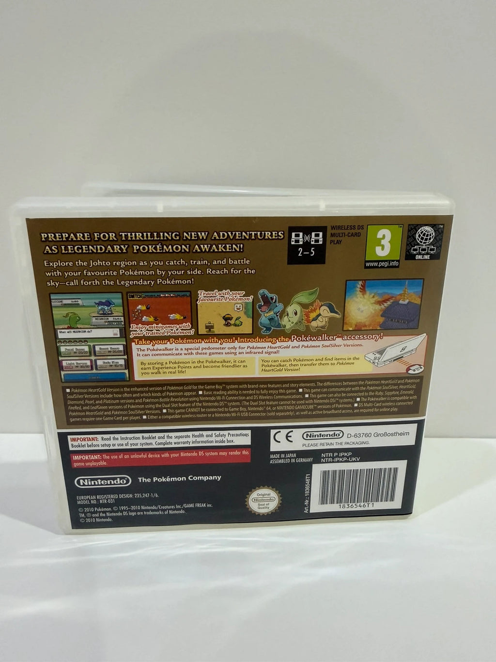 Nintendo DS Pokémon HeartGold game cartridge with case and cover, very good condition.