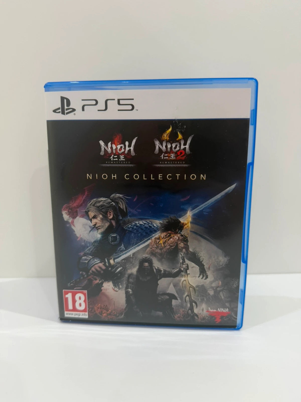 The Nioh Collection PS5 game case with cover art and two discs.