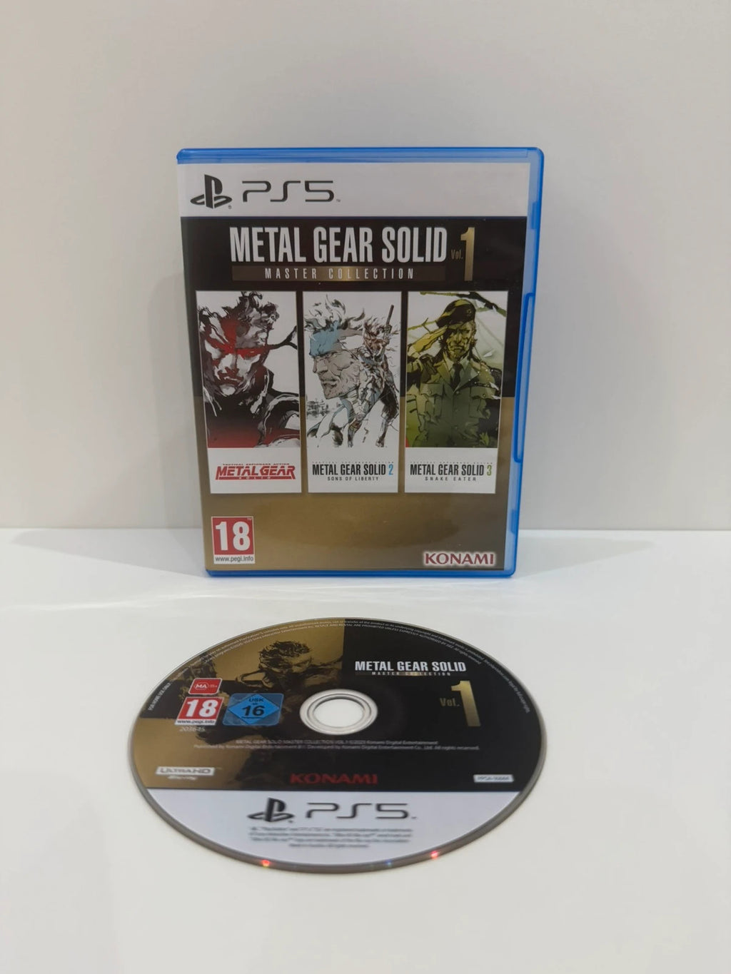 Metal Gear Solid Master Collection Volume 1 PS5 game case with disc and cover art.