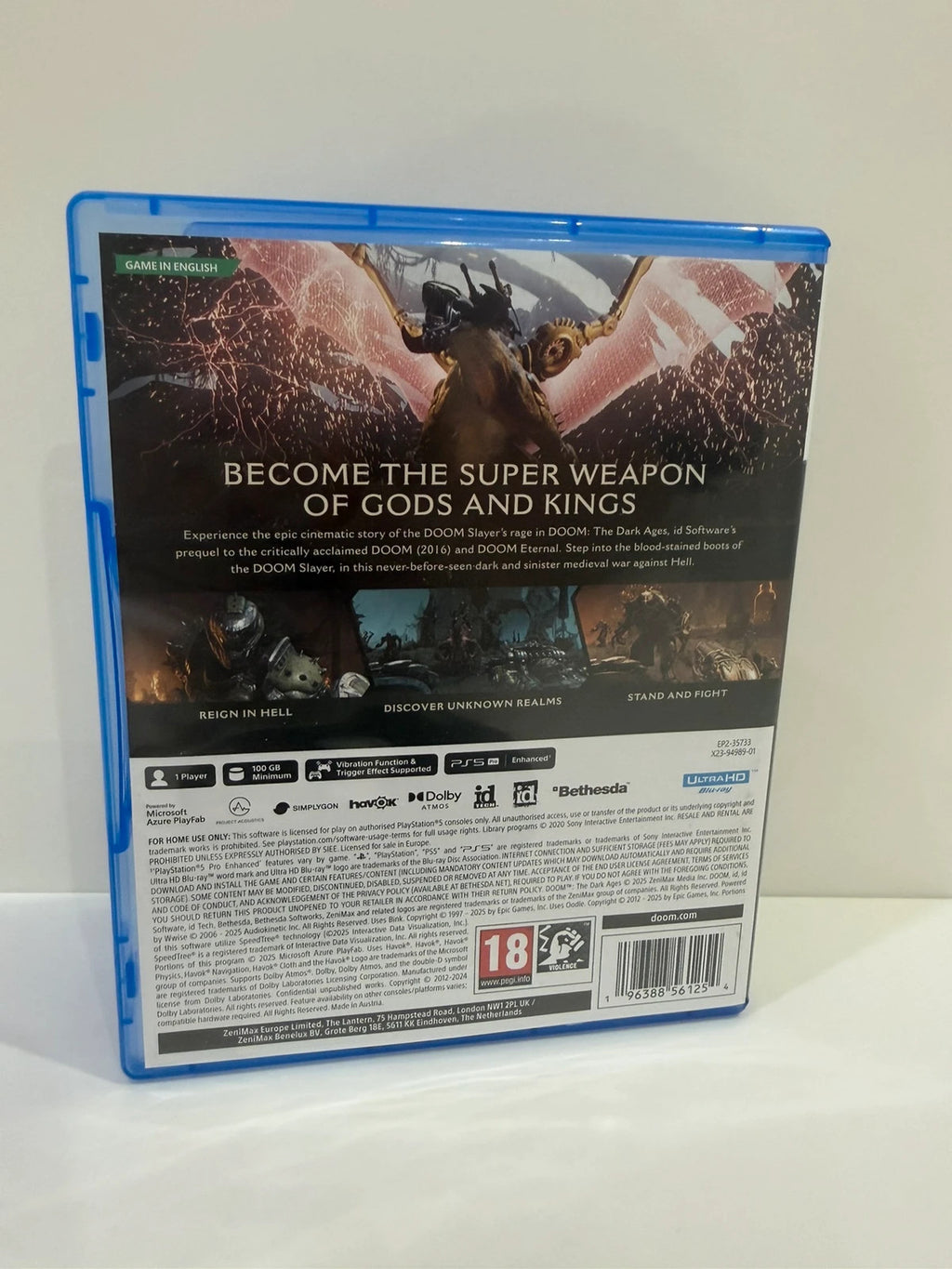 DOOM The Dark Ages PS5 game case with disc, no manual, very good condition.