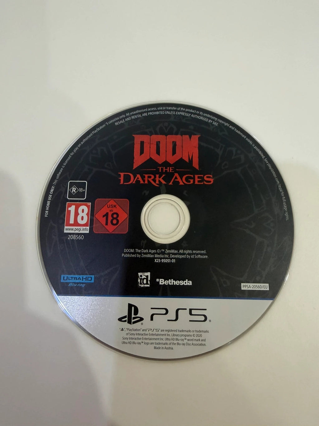 DOOM The Dark Ages PS5 game case with disc, no manual, very good condition.