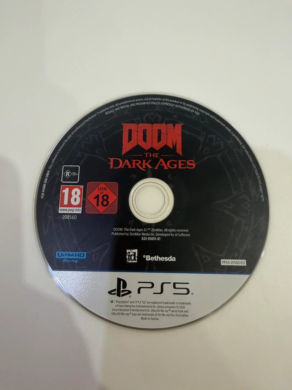 DOOM The Dark Ages PS5 game case with disc, no manual, very good condition.