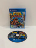 Crash Team Racing Nitro-Fueled PS4 game disc and case with colorful cover art.