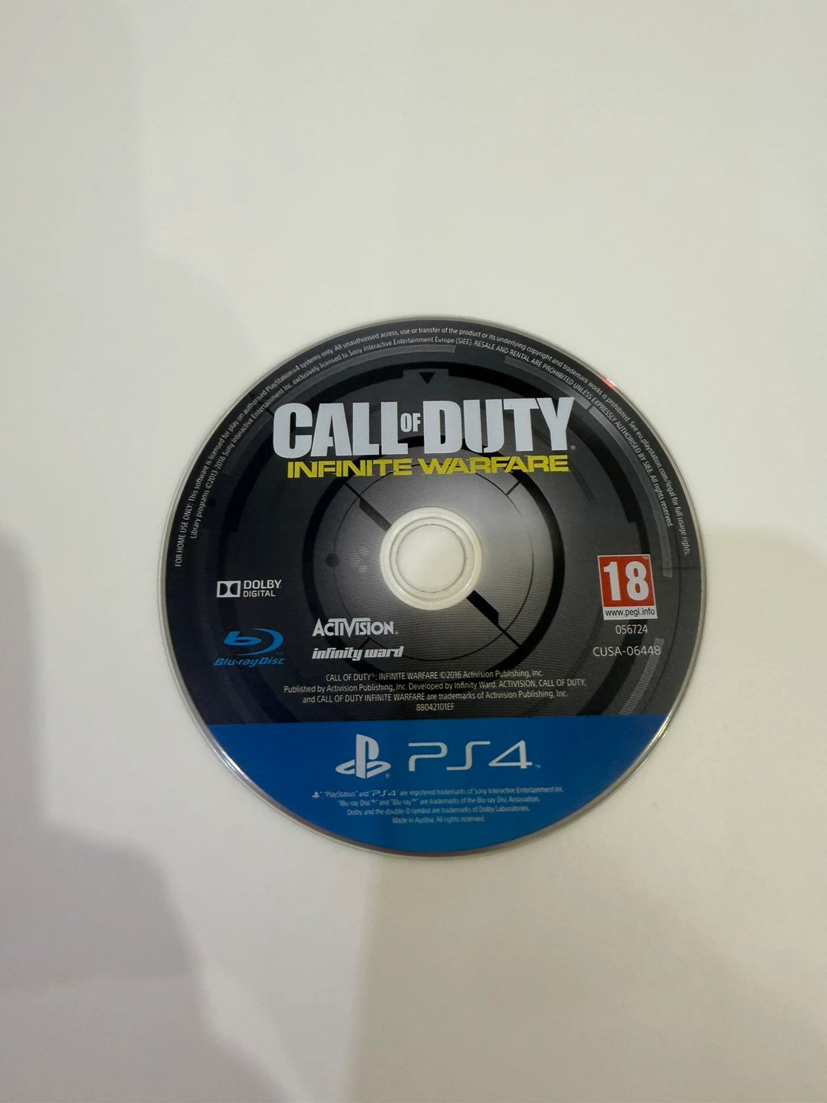 Call Of Duty Infinite Warfare PS4 game disc with case and cover, very good condition.