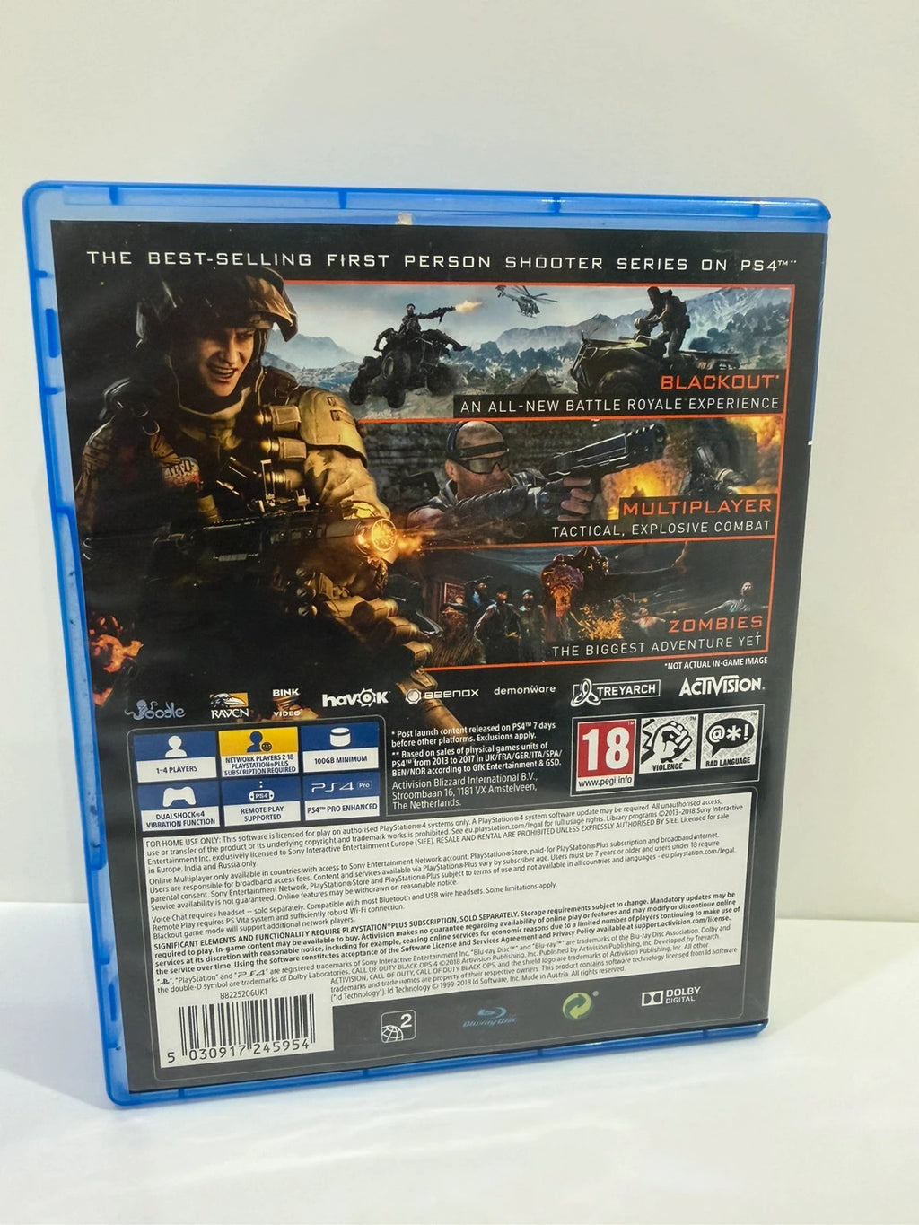 Call of Duty black PS4 game disc with cover art and case, no manual.