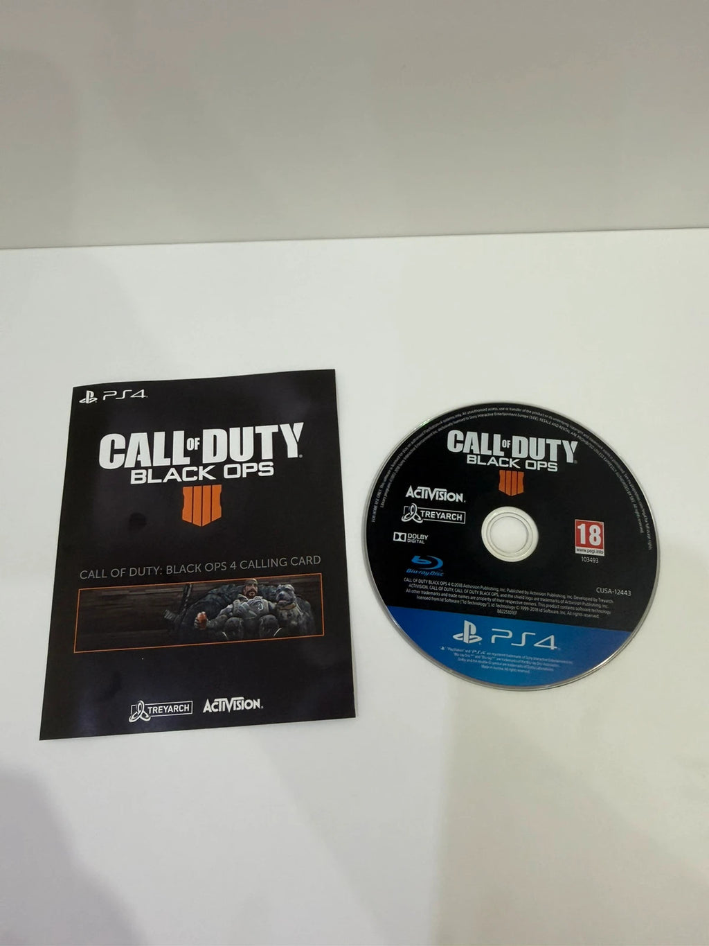 Call of Duty black PS4 game disc with cover art and case, no manual.
