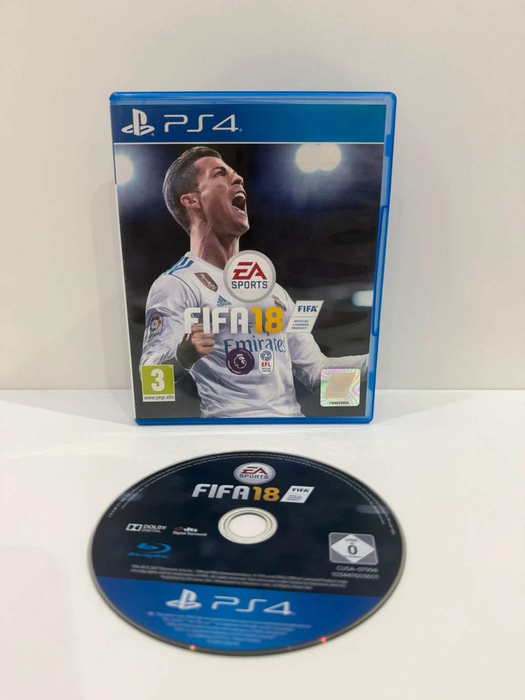 FIFA 18 video game for PlayStation 4 with disc and case in very good condition.