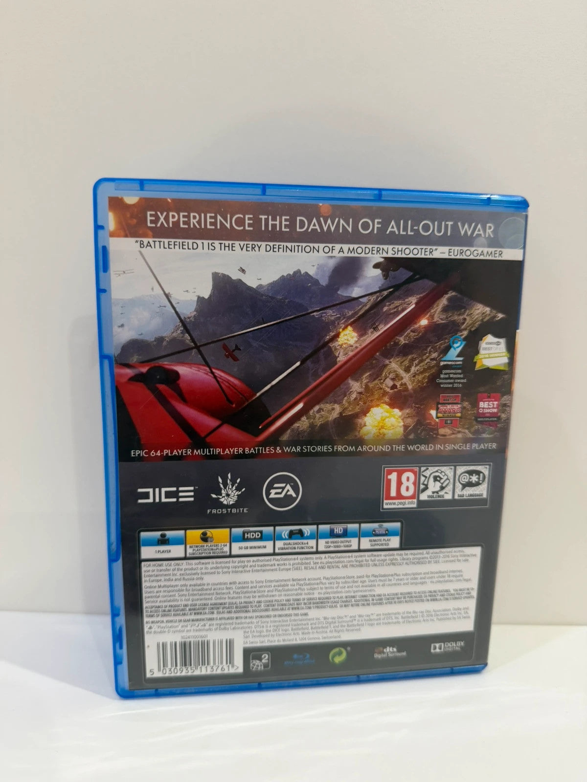 Battlefield 1 video game PS4 disc and case, very good condition, no manual.