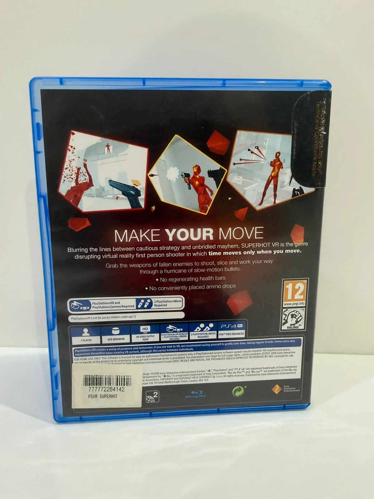 SuperHot VR PlayStation 4 game disc and case, very good condition, no manual.