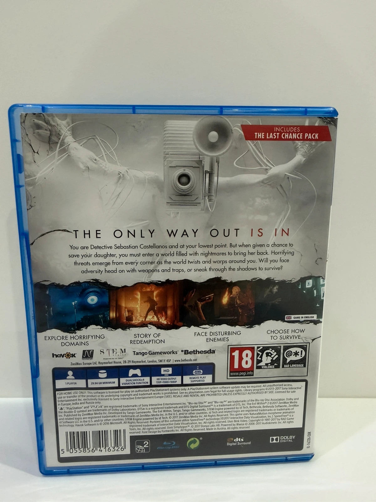 The Evil Within 2 PS4 game case with disc, manual, and cover in very good condition.