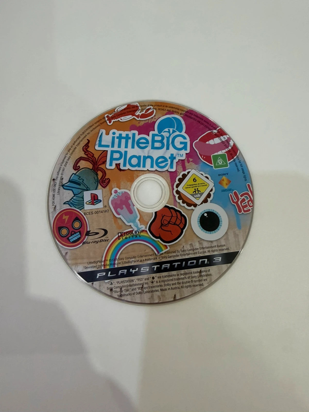 Little Big Planet PS3 game disc with reprinted cover art and case in very good condition.