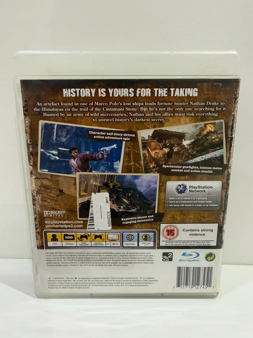 Uncharted 2 video game for PlayStation 3 with complete manual and case.