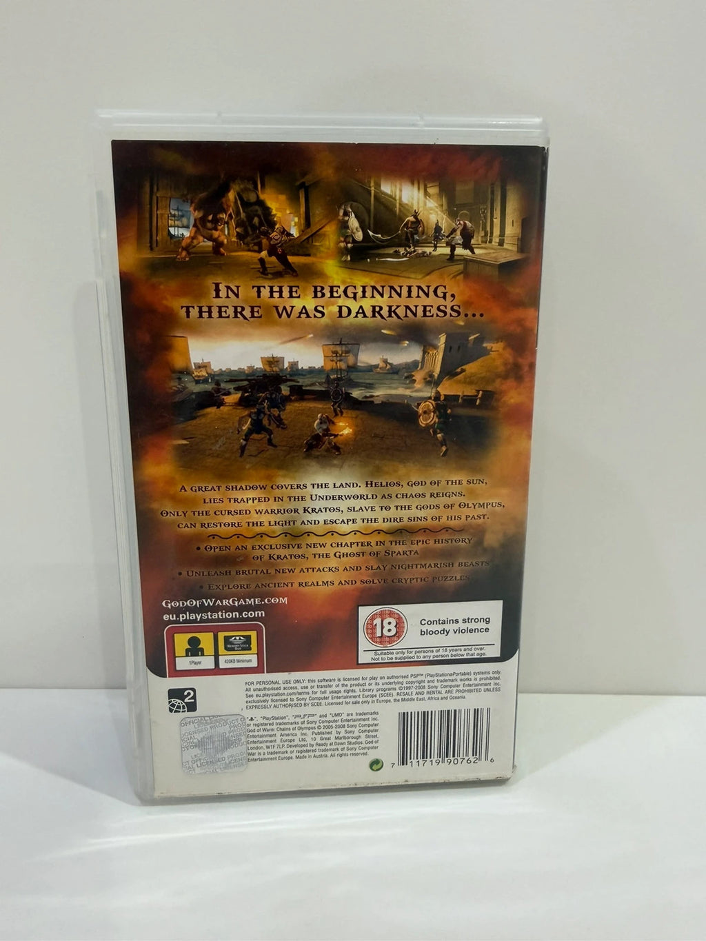 God of War Chains of Olympus PSP game complete with manual and cover art.