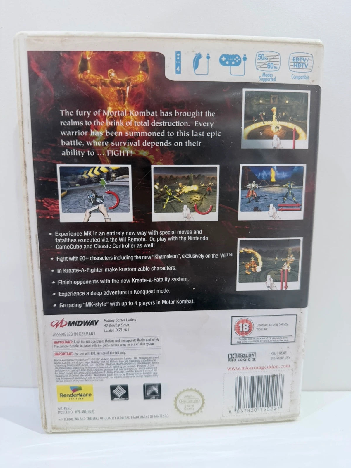 Mortal Kombat Armageddon Nintendo Wii game complete with manual and original case.