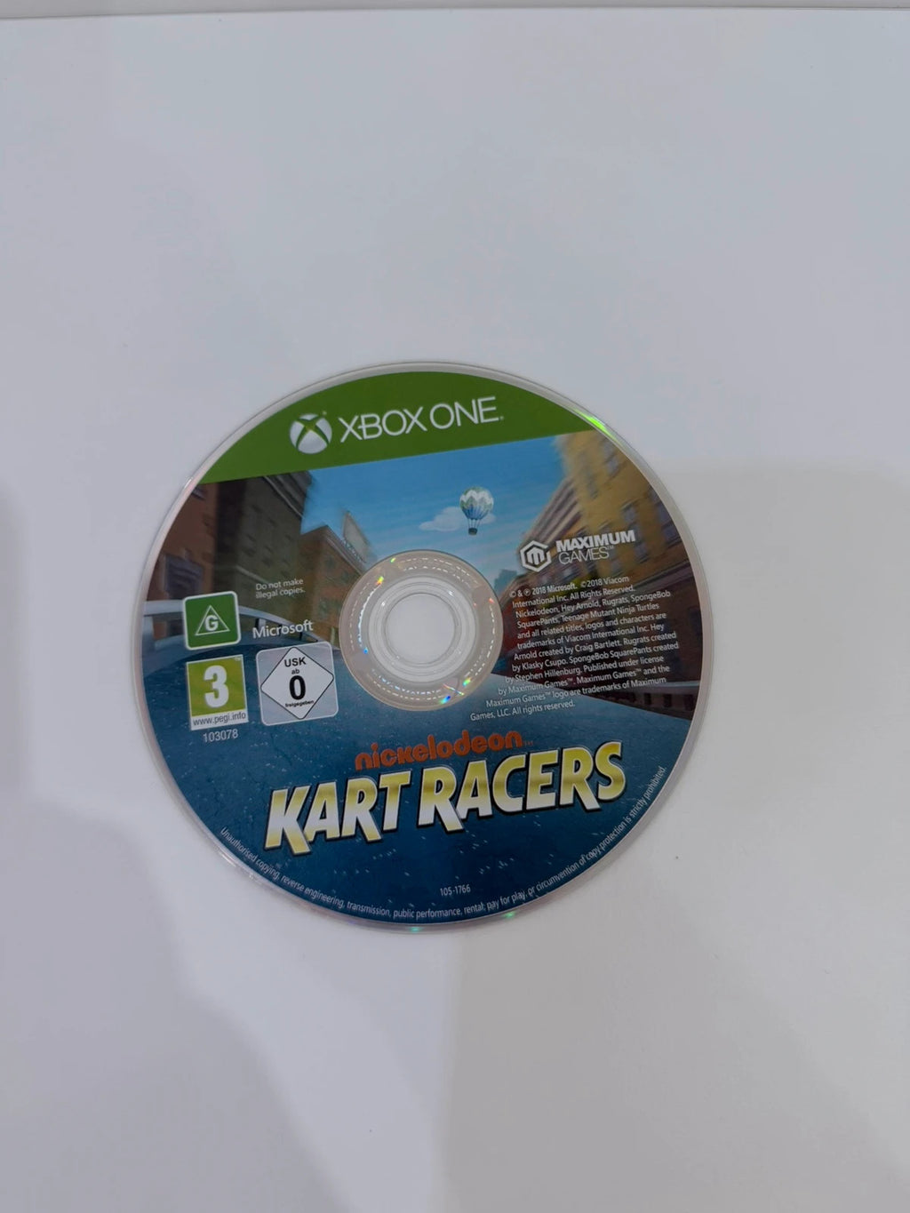 Nickelodeon Kart Racers Xbox One game disc and case with colorful cartoon graphics.