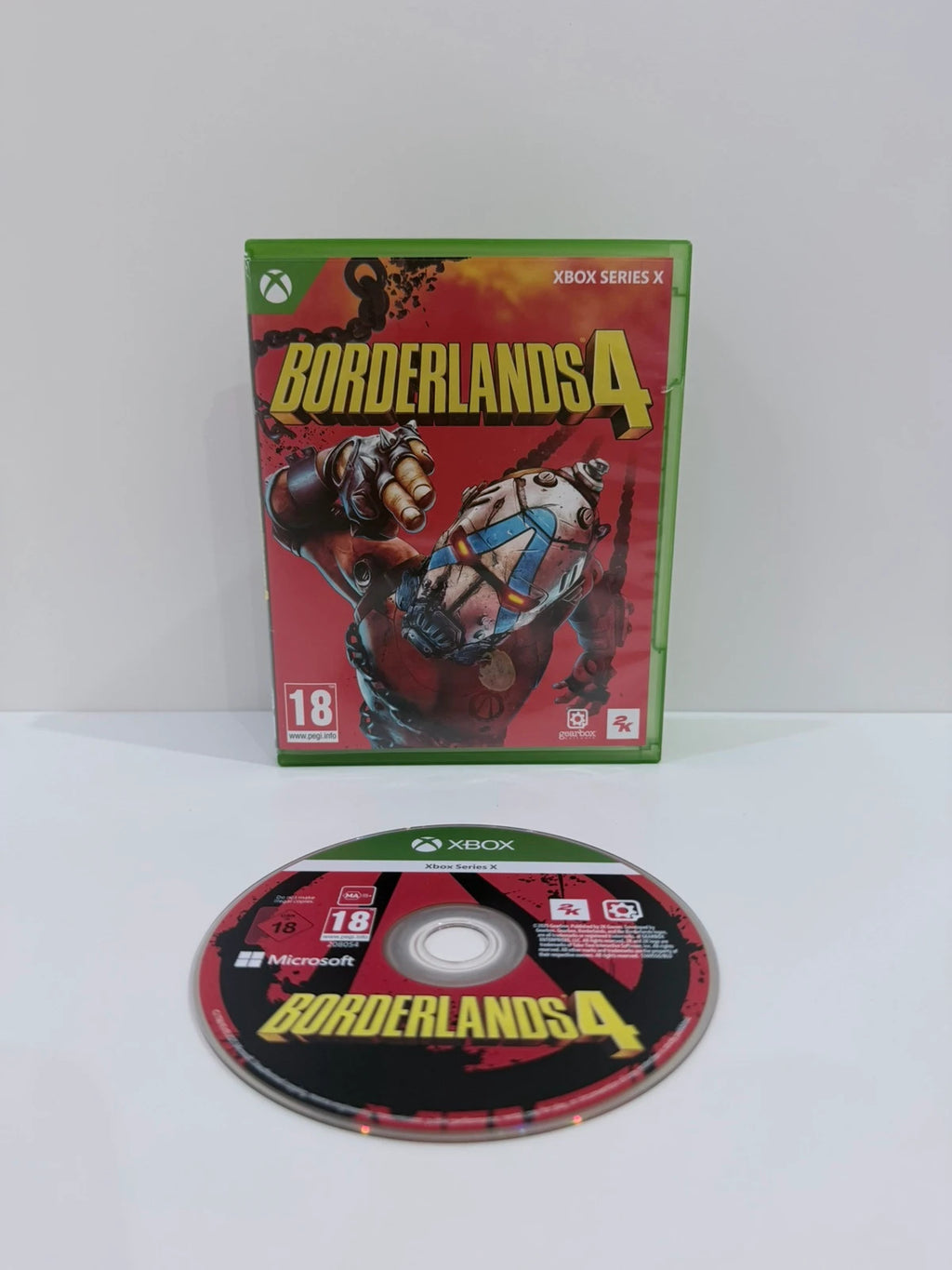 Borderlands 4 Xbox Series X game disc and case with vibrant cover art.