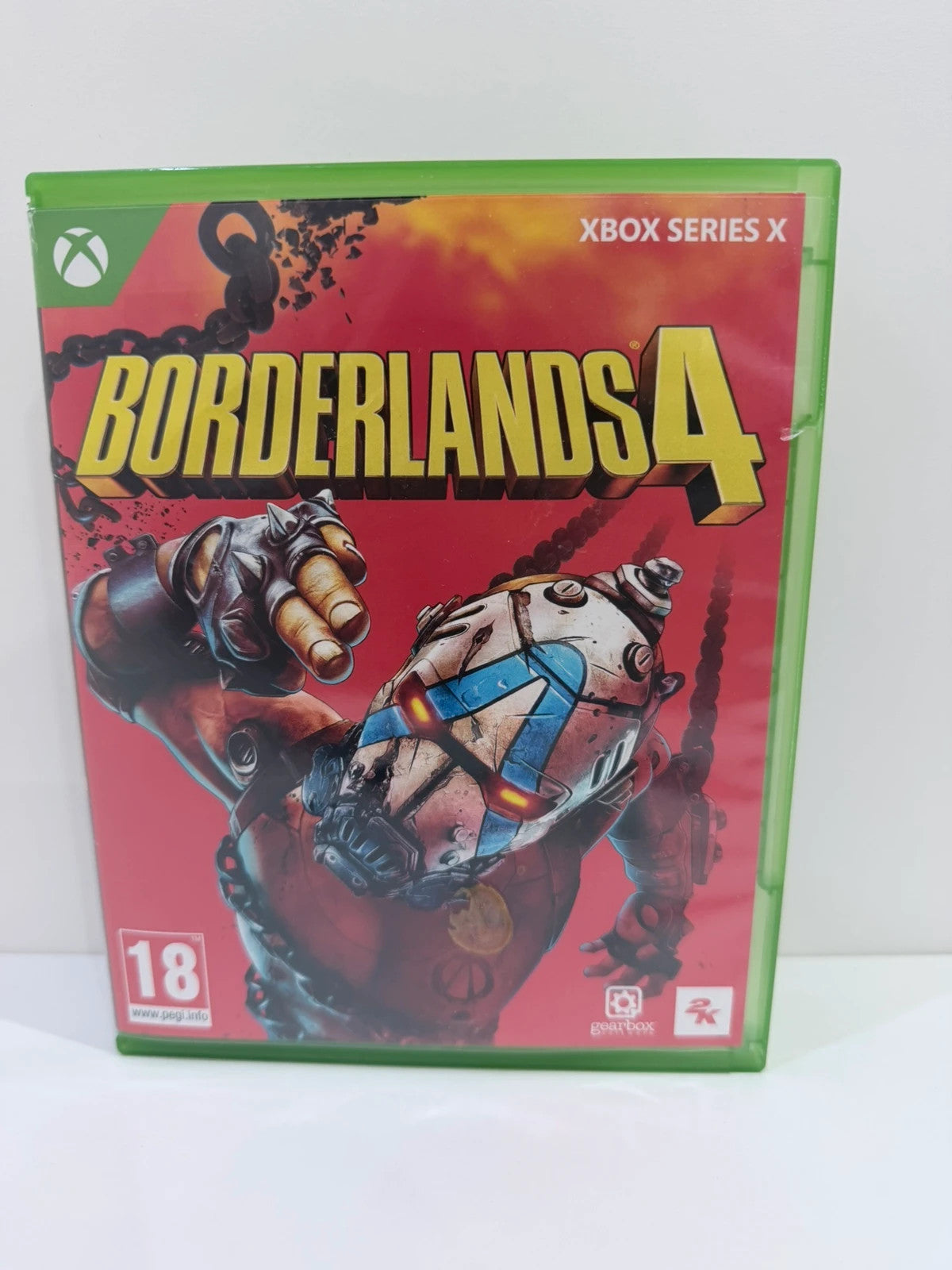 Borderlands 4 Xbox Series X game disc and case with vibrant cover art.
