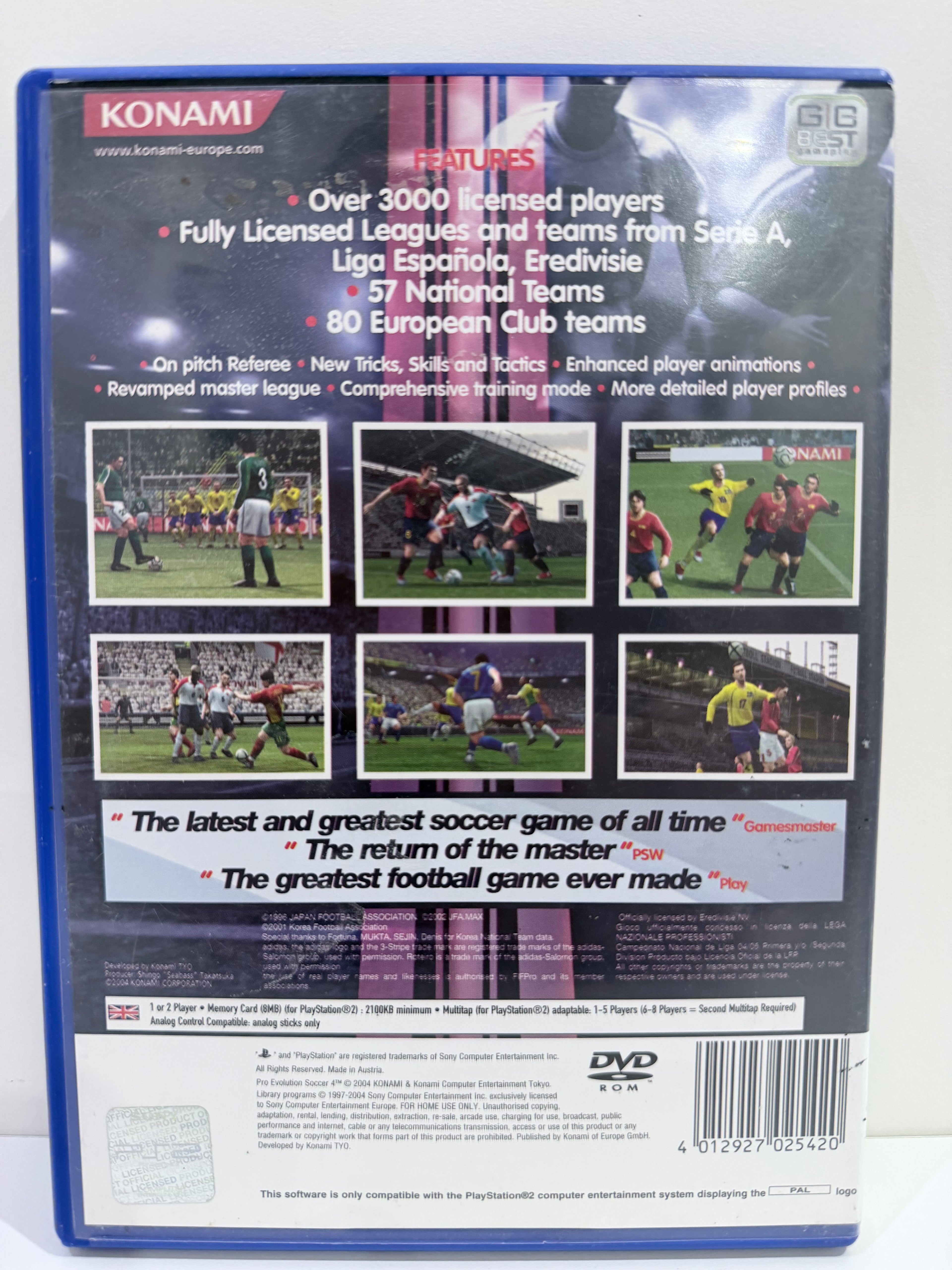 Pro Evolution Soccer 4 Sony PlayStation 2 Complete With Manual PAL UK Tested