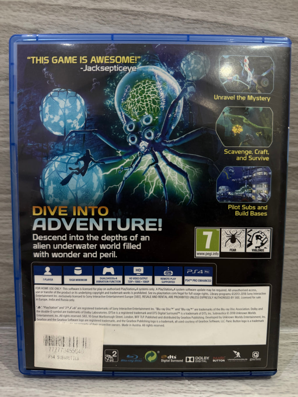 Subnautica Sony PlayStation 4 Boxed PAL UK Tested Working