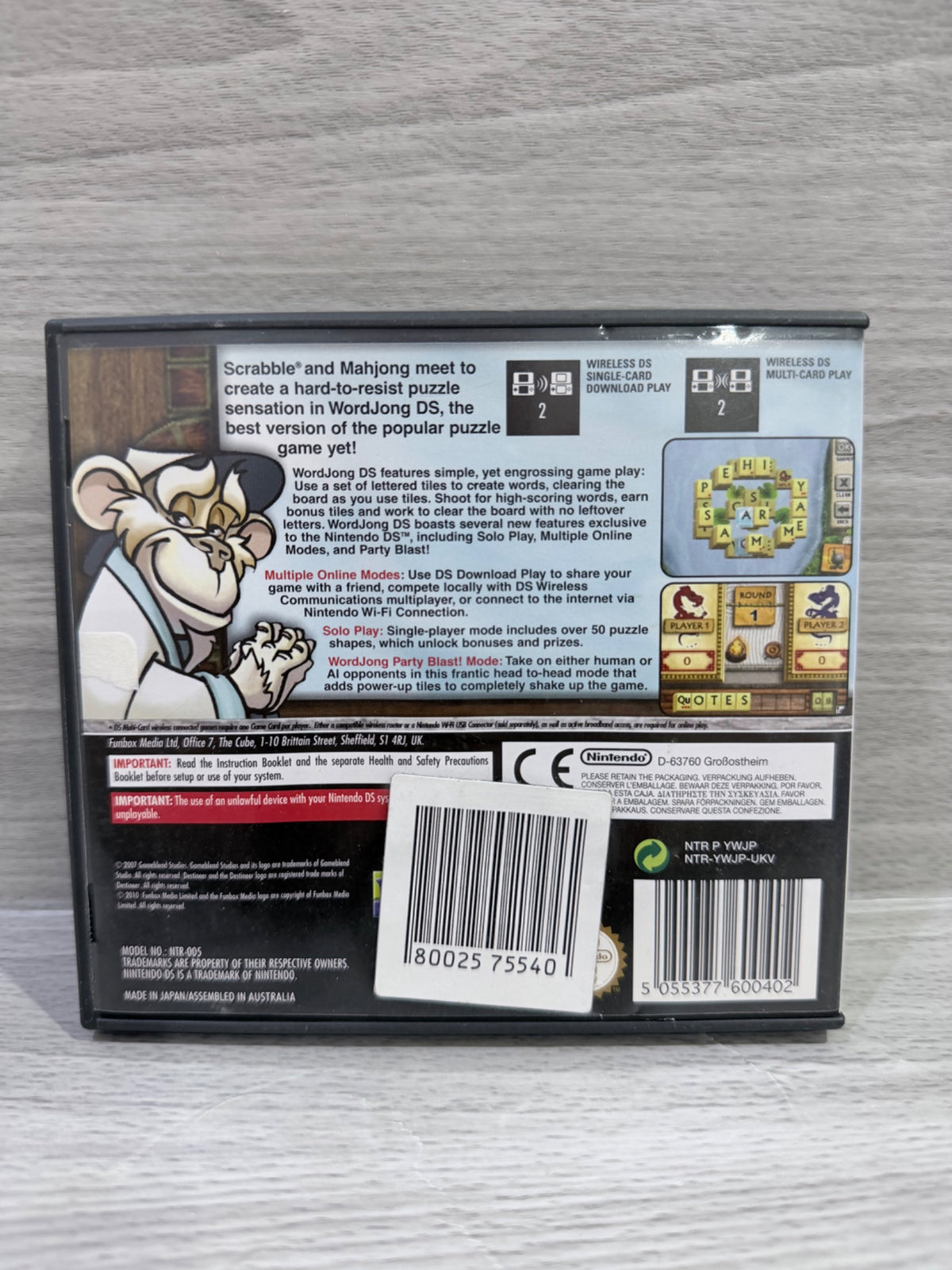Wordjong Nintendo DS Complete With Manual PAL UK Tested Working