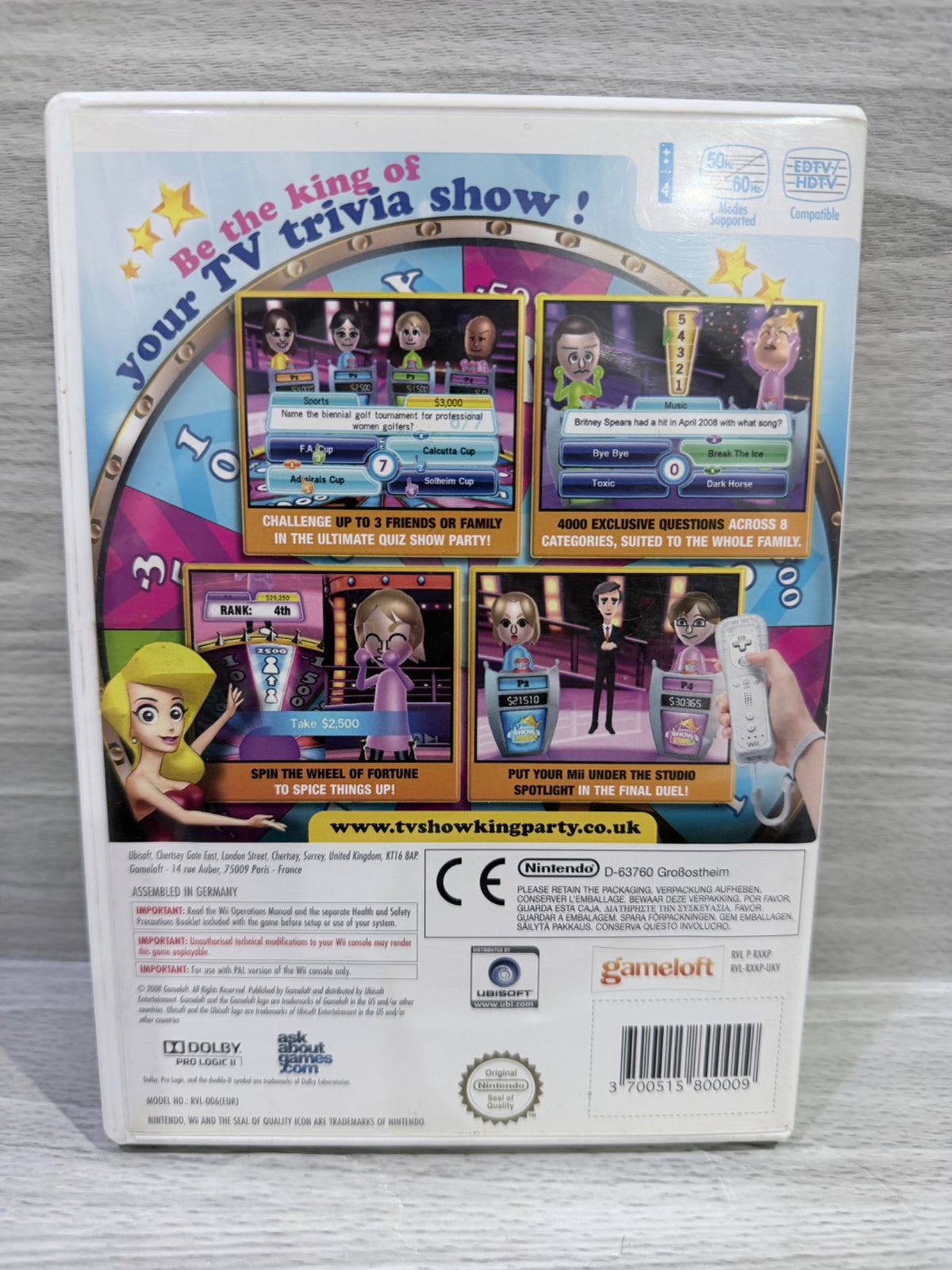 TV Show King Party Nintendo Wii Complete With Manual PAL UK Tested Working