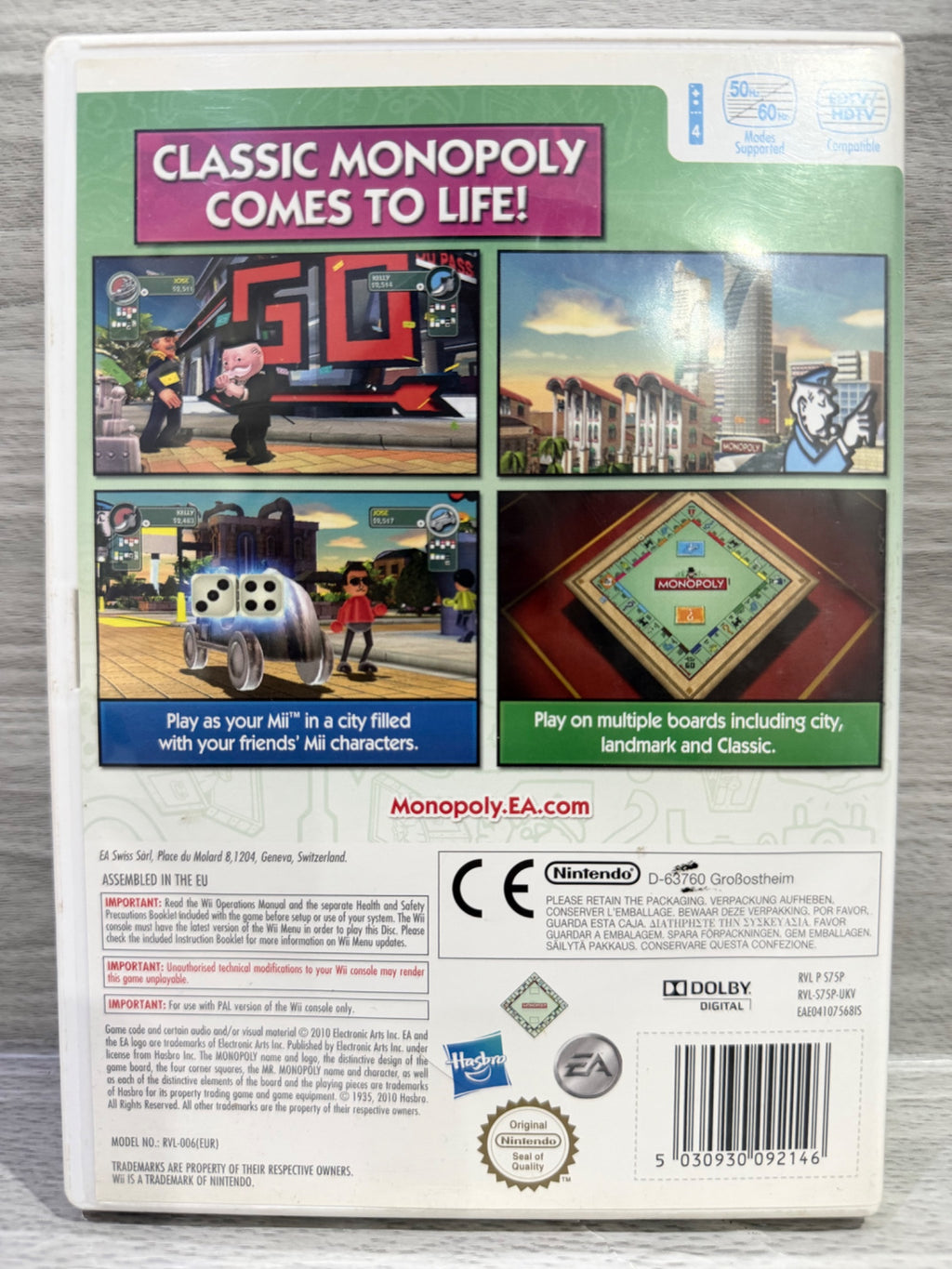 Monopoly Streets Nintendo Wii Complete With Manual PAL UK Tested Working